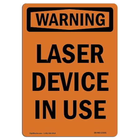 OSHA WARNING Sign, Laser Device In Use, 5in X 3.5in Decal